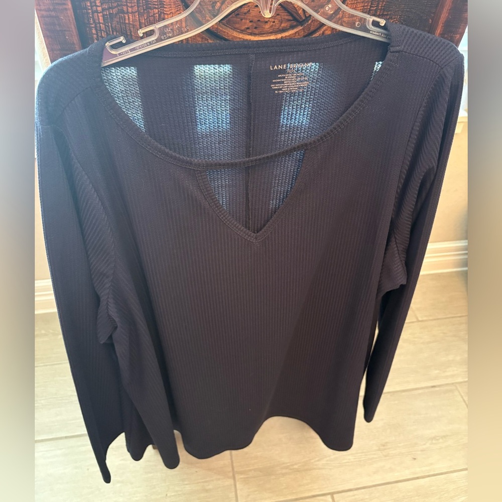 Lane Bryant Navy Blue Ribbed Top - Picture 3 of 5